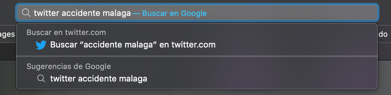 BĂșsqueda rĂĄpida en Safari (basta con escribir twitter + espacio para ver la opciĂłn de buscar en Twitter en lugar de Google)
